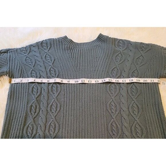Aeropostale Blue Green Cable Knit Sweater Medium‎ Womens Cotton Warm Cozy EUC - Picture 5 of 9
